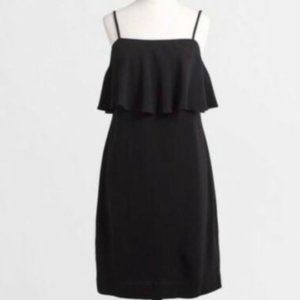 J. Crew Women's Black Tiered Spaghetti Strap Dress Size 2 C8852 Zip Back LBD